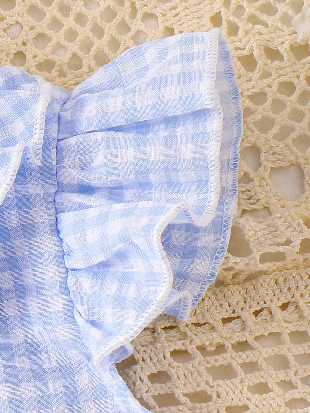 Children's Gingham Ruffle Collar Sleeveless Shirt in Yellow, view 14