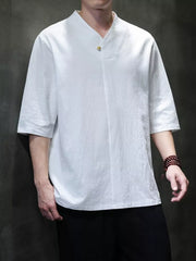 Men's Plus Size Solid 3/4 Sleeve Shirt, front view