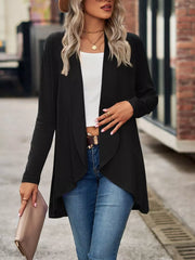 cardigan in Army Green with dropped shoulder and hip-length