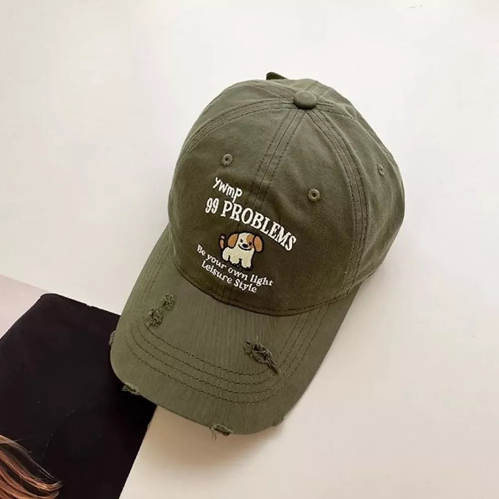 Dog Distressed Baseball Cap, side view