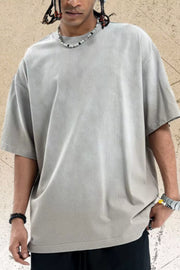 Men's gray oversized cotton t-shirt with crew neck and short sleeves.