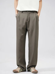 Men's Wide Leg Pleated Pants Plus Size in Black, side view