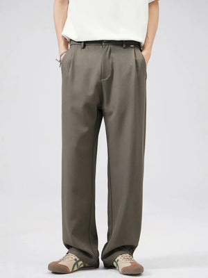 Men's Wide Leg Pleated Pants Plus Size in Black, side view