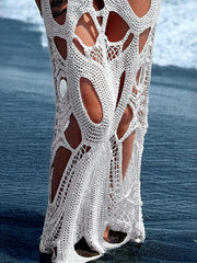 Intricate Cutout Halter Cover-up Dress