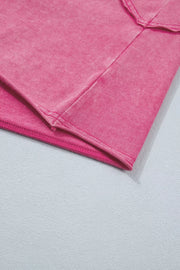 Pink mineral wash t-shirt with cap sleeves and lace trim detail
