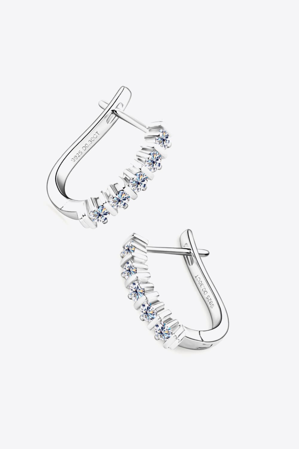Silver pavé hoop earrings with moissanite stones and S925 engraving