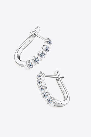 Silver pavé hoop earrings with moissanite stones and S925 engraving