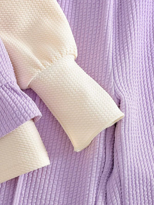Children's Long Sleeve Top & Pants Set in Light Purple, model styling view