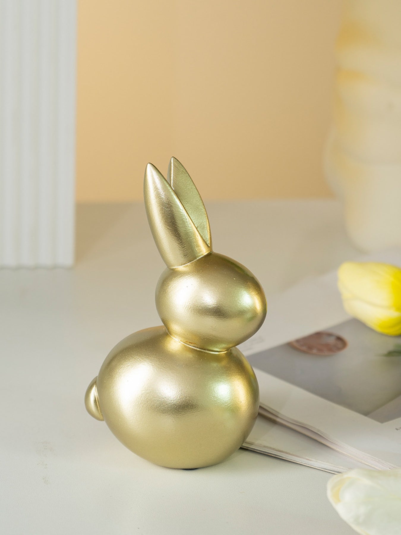 Elegant gold resin rabbit figurine, Style A, contemporary decor