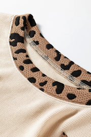 Contrast Leopard Star Patchwork Sweatshirt in Khaki, product detail