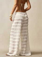 Lace Ruffled Wide-leg Pants