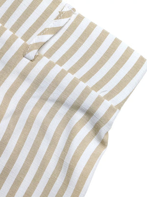 Chic striped cotton two-piece set with button detail on vest.
