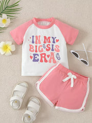 Children's Letter Graphic Tee And Shorts Set, front view