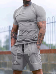 Men's Casual Short Sleeve T-shirt And Shorts Set in Black, view 16