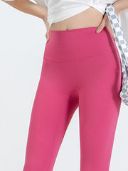 Hot Pink high-waist leggings with a sculpted contour fit.