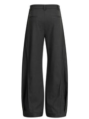 Men's Wide-legged Pleated Pants in Grey, close-up detail