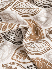 Baby girl's leaf print bow top and shorts set in beige and camel.