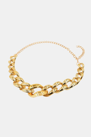 Gold chunky chain belt with a delicate extender chain