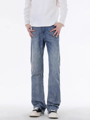 Men's classic blue cotton five-pocket jeans with a relaxed fit.