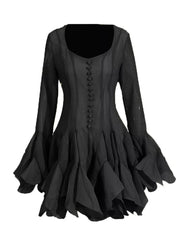 Ruffled Flare Sleeve Mini Dress in Navy Blue, model styling view