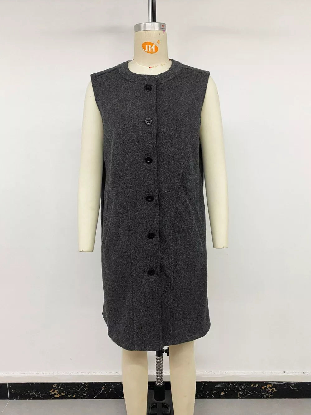 Sleeveless Longline Vest Coat, back view