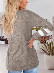 Chic Vibe Raglan T-Shirt in Light Gray with white striped sleeves and a heathered texture.