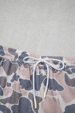Camouflage Short Sleeve Top And Skirt Set, fit detail