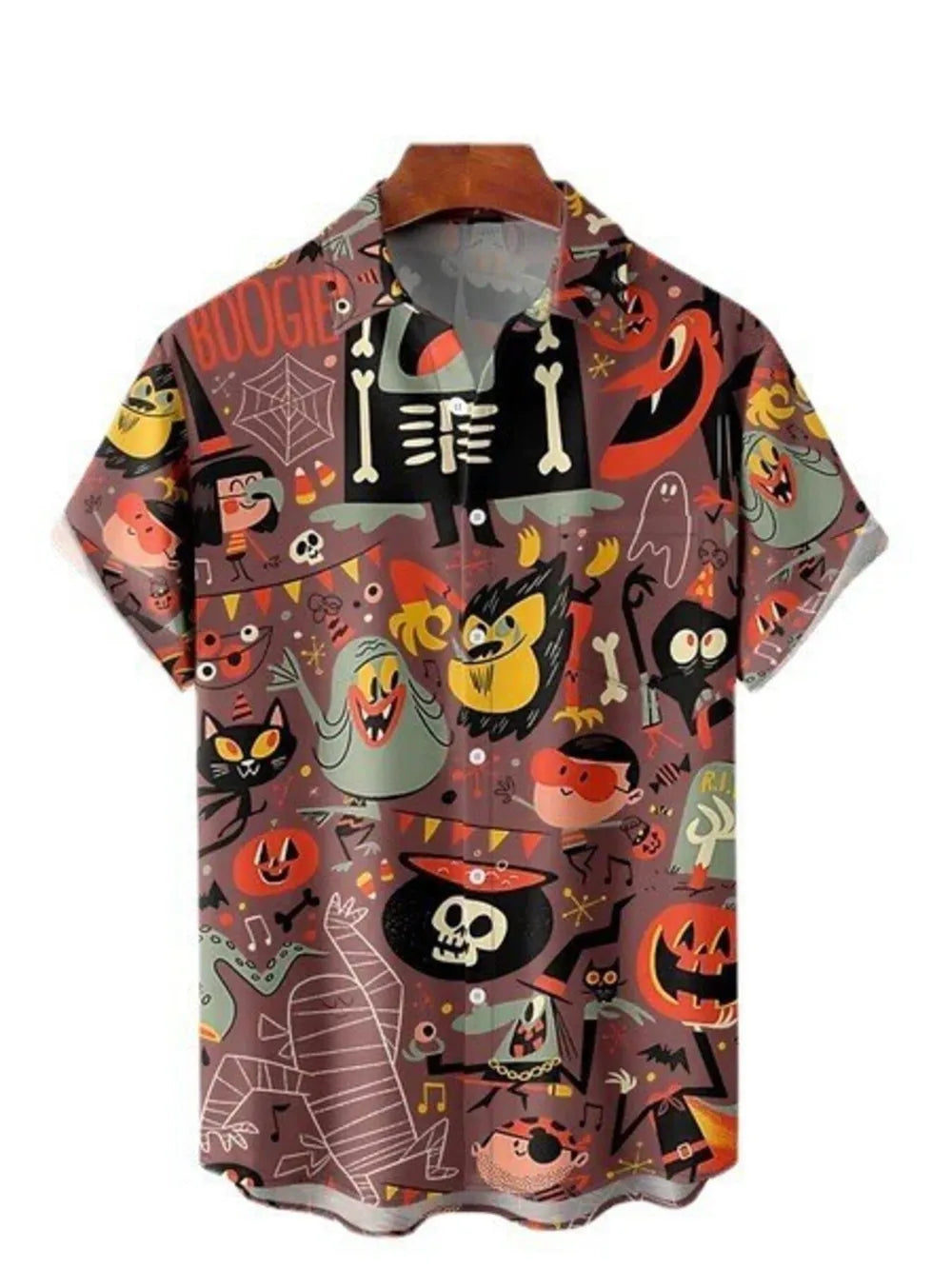 Men's Full Size Printed Button Up Shirt, front view