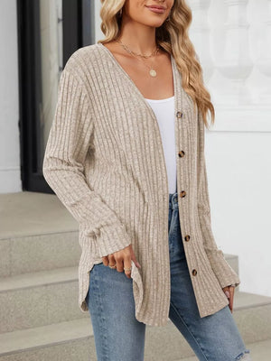 dusty blue regular cardigan with v-neck