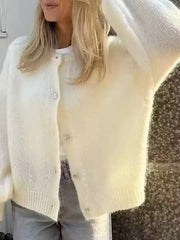 Ribbed Long-sleeve Top in Pink, front view