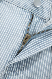 Striped Wide-leg Cropped Jeans in Light Blue, view 13