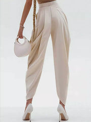 High-waisted Pleated Drape Pants in Black, side view