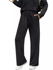 Casual Long Sleeve Crewneck Top & Drawstring Pants Set