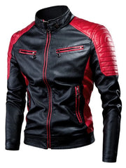 Premium Color Block Faux Leather Coat