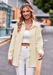 Textured overshirt in ivory with relaxed fit and buttoned front.