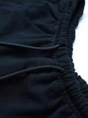 Men S Drawstring Wide Leg Pants in White, close-up detail