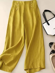 High-waisted Wide-leg Cropped Pants, front view