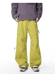 Relaxed fit cargo pants in Mustard Yellow with drawstring and contrast stitching.