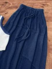 Chic Contrast Trim Tank And Skirt Duo