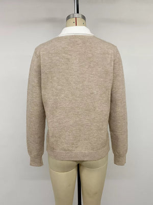 Button-down Ribbed Sweater in Khaki, view 13