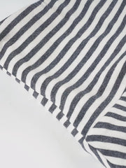Asymmetrical hem mini skirt in navy and white stripes