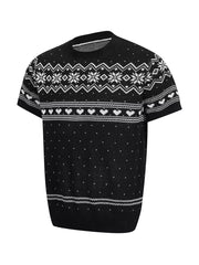 Men's Short-sleeve Fair Isle Knit Top in Grey, fabric detail