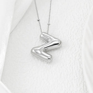 Silver letter Z pendant necklace with beaded chain