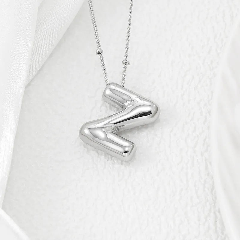 Silver letter Z pendant necklace with beaded chain