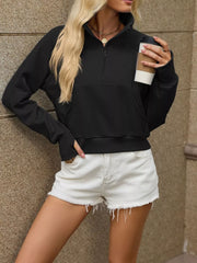 Sky Blue sweatshirt with cropped and half-zip