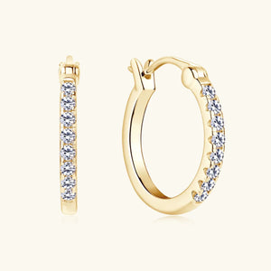 Gold pave-set mini hoop earrings with clear stones