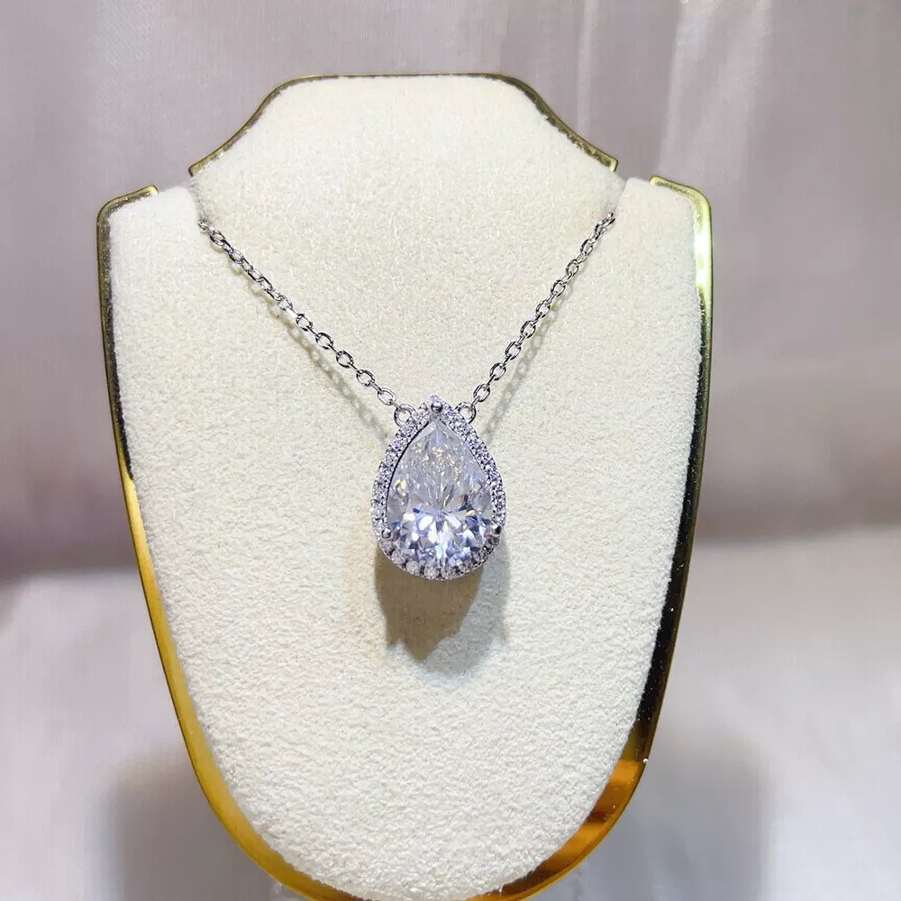 0.5 Carat Sterling Silver Moissanite Pendant Necklace, front view