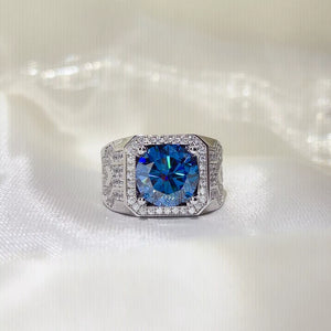 0.3 Carat Moissanite Sterling Silver Geometric Ring, model styling view