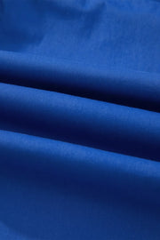 Smocked waist cropped casual pants in blue fabric detail