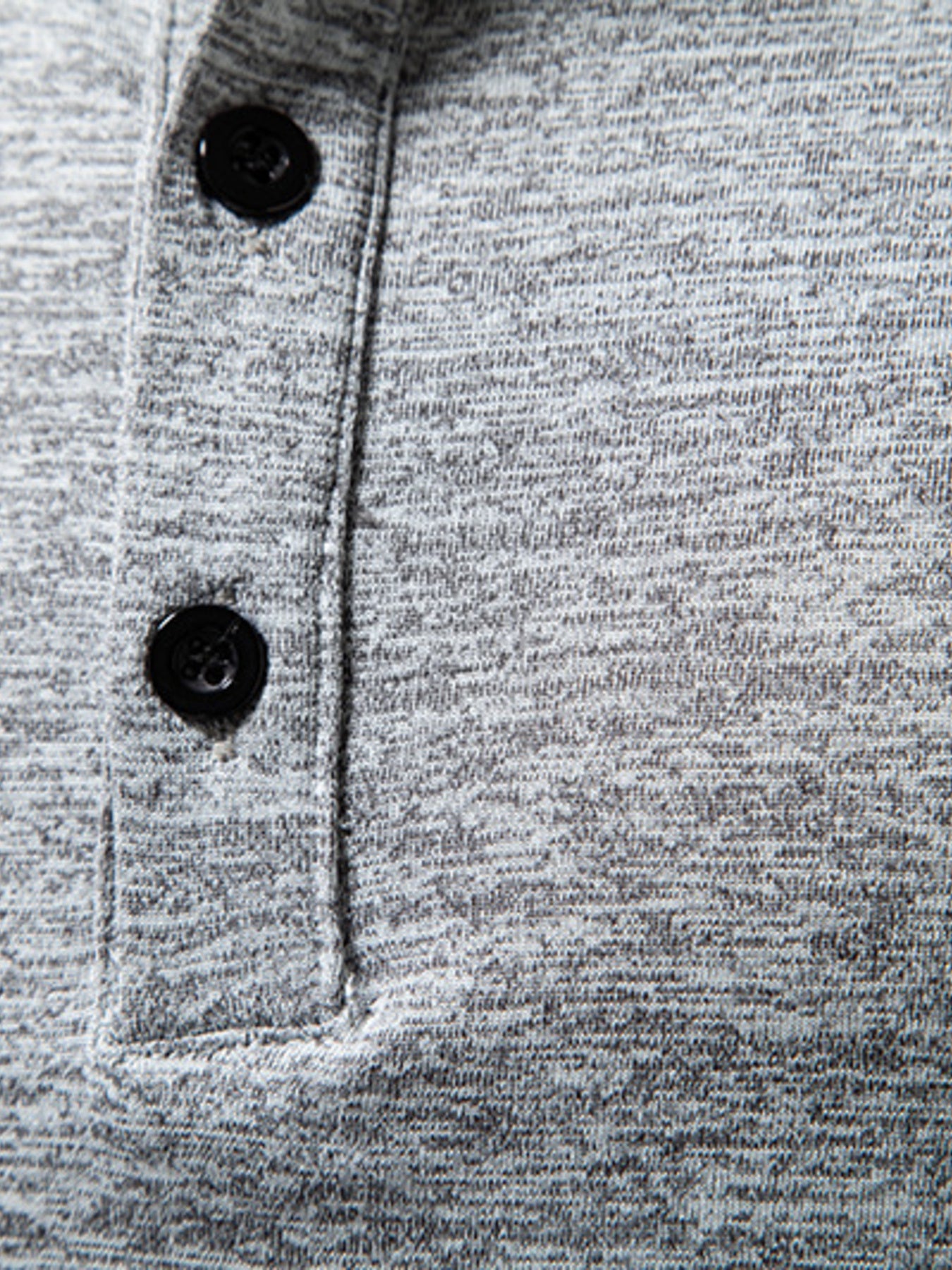 Light Gray Mélange Cotton Henley Tee with black buttons